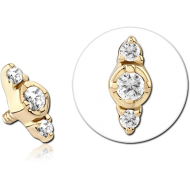 14K GOLD JEWELLED ATTACHMENT FOR 1.2MM INTERNALLY THREADED PINS PIERCING