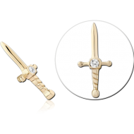 14K GOLD JEWELLED ATTACHMENT FOR 1.2MM INTERNALLY THREADED PINS PIERCING