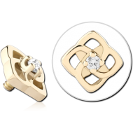 14K GOLD JEWELLED ATTACHMENT FOR 1.2MM INTERNALLY THREADED PINS PIERCING