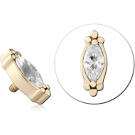 14K GOLD JEWELLED ATTACHMENT FOR 1.2MM INTERNALLY THREADED PINS PIERCING