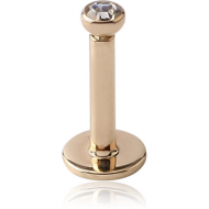 14K GOLD INTERNALLY THREADED BEZEL SET WHITE DIAMOND LABRET