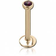 14K GOLD INTERNALLY THREADED JEWELLED DISC MICRO LABRET