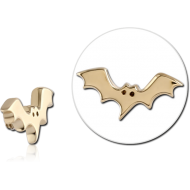 14K GOLD ATTACHMENT FOR 1.2MM INTERNALLY THREADED PINS - BAT LEFT PIERCING