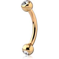 14K GOLD DOUBLE JEWELLED CURVED MICRO BARBELL PIERCING