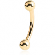 14K GOLD CURVED MICRO BARBELL WITH HOLLOW BALLS PIERCING