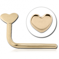 14K GOLD 90 DEGREE HEART NOSE STUD PIERCING