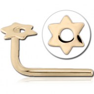 14K GOLD 90 DEGREE STAR OF DAVID NOSE STUD PIERCING