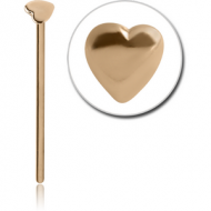 14K GOLD STRAIGHT HEART NOSE STUD