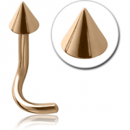 14K GOLD CURVE NOSE STUD WITH CONE PIERCING