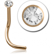 14K GOLD 3MM BEZEL SET SWAROVSKI CRYSTAL JEWELLED STRAIGHT NOSE STUD PIERCING