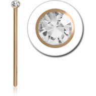 14K GOLD 3MM BEZEL SET SWAROVSKI CRYSTAL JEWELLED STRAIGHT NOSE STUD