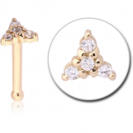 14K GOLD JEWELLED NOSE BONE - TRINITY PIERCING