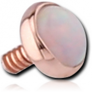 14K ROSE GOLD SYNTHETIC OPAL JEWELLED DISC FOR 1.2MM INTERNALLY THREADED PINS PIERCING