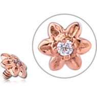 14K ROSE GOLD JEWELLED FOR 1.2MM INTERNALLY THREADED PINS - FLOWER PIERCING