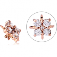 14K ROSE GOLD JEWELLED FOR 1.2MM INTERNALLY THREADED PINS - FLOWER