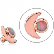 14K ROSE GOLD JEWELLED FOR 1.2MM INTERNALLY THREADED PINS - CRESCENT PIERCING