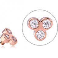 14K ROSE GOLD JEWELLED FOR 1.2MM INTERNALLY THREADED PINS PIERCING