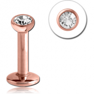 14K ROSE GOLD INTERNALLY THREADED BEZEL SET SWAROVSKI CRYSTAL JEWELLED MICRO LABRET