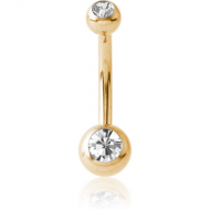 14K GOLD DOUBLE JEWELLED MINI NAVEL BANANA PIERCING