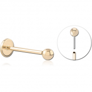 14K GOLD THREDLESS PIN AND 14K HOLLOW BALL WITH TITANIUM THREADLESS PIN