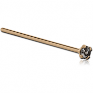 18K GOLD STRAIGHT NOSE STUD WITH 1.35MM PRONG SET BLACK DIAMOND