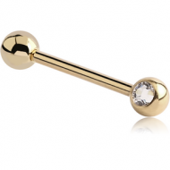 18K GOLD SIDE SWAROVSKI CRYSTALS JEWELLED BARBELL PIERCING