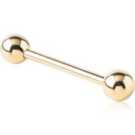 18K GOLD BARBELL WITH HOLLOW BALLS PIERCING