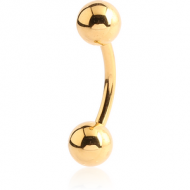 18K GOLD CURVED BARBELL WITH HOLLOW BALLS PIERCING