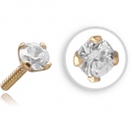 18K GOLD PRONG SET PUSH FIT ATTACHMENT CZ FOR BIOFLEX INTERNAL NOSE STUD PIERCING