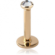 18K GOLD INTERNALLY THREADED SWAROVSKI CRYSTAL JEWELLED DISC LABRET