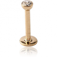 18K GOLD INTERNALLY THREADED BEZEL SET JEWELLED MICRO LABRET