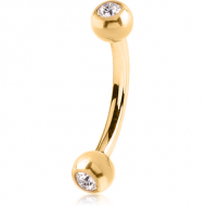 18K GOLD DOUBLE JEWELLED CURVED MICRO BARBELL PIERCING