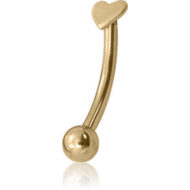 18K GOLD HEART CURVED MICRO BARBELL