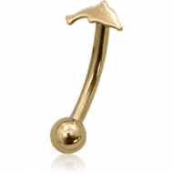 18K GOLD DOLPHIN CURVED MICRO BARBELL PIERCING