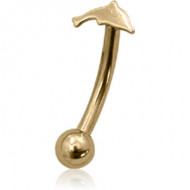 18K GOLD DOLPHIN CURVED MICRO BARBELL