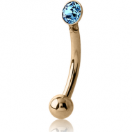 18K GOLD FRONT FACING JEWELLED CURVED MICRO BARBELL