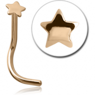 18K GOLD STAR CURVED NOSE STUD PIERCING