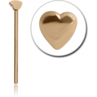 18K GOLD HEART STRAIGHT NOSE STUD 12MM PIERCING