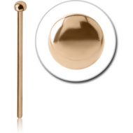 18K GOLD HALF BALL STRAIGHT NOSE STUD 15MM PIERCING