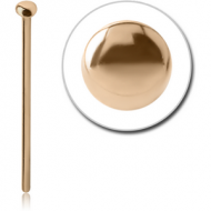 18K GOLD DISC STRAIGHT NOSE STUD 12MM PIERCING
