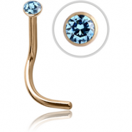 18K GOLD BEZEL SET JEWELLED CURVED NOSE STUD PIERCING