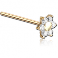 18K GOLD PRONG SET FOWER JEWELLEDSTRAIGHT NOSE STUD PIERCING