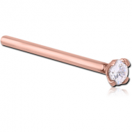18K ROSE GOLD 2MM PRONG SET JEWELLED STRAIGHT LARGE NOSE STUD PIERCING