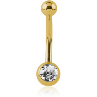 18K GOLD SWAROVSKI CRYSTAL JEWELLED MINI NAVEL BANANA PIERCING