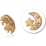 9K GOLD JEWELED ATTACHMENT FOR 1.2MM INTERNALLY THREADED PINS PIERCING