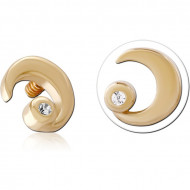 9K GOLD JEWELED ATTACHMENT FOR 1.2MM INTERNALLY THREADED PINS PIERCING