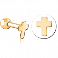 GOLD PVD COATED SURGICAL STEEL CROSS TRAGUS MICRO BARBELL
