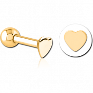 GOLD PVD COATED SURGICAL STEEL HEART TRAGUS MICRO BARBELL