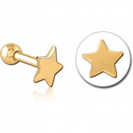 GOLD PVD COATED SURGICAL STEEL TRAGUS MICRO BARBELL - STAR