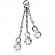 RHODIUM PLATED BRASS TRIPLE JEWELLED CHARM